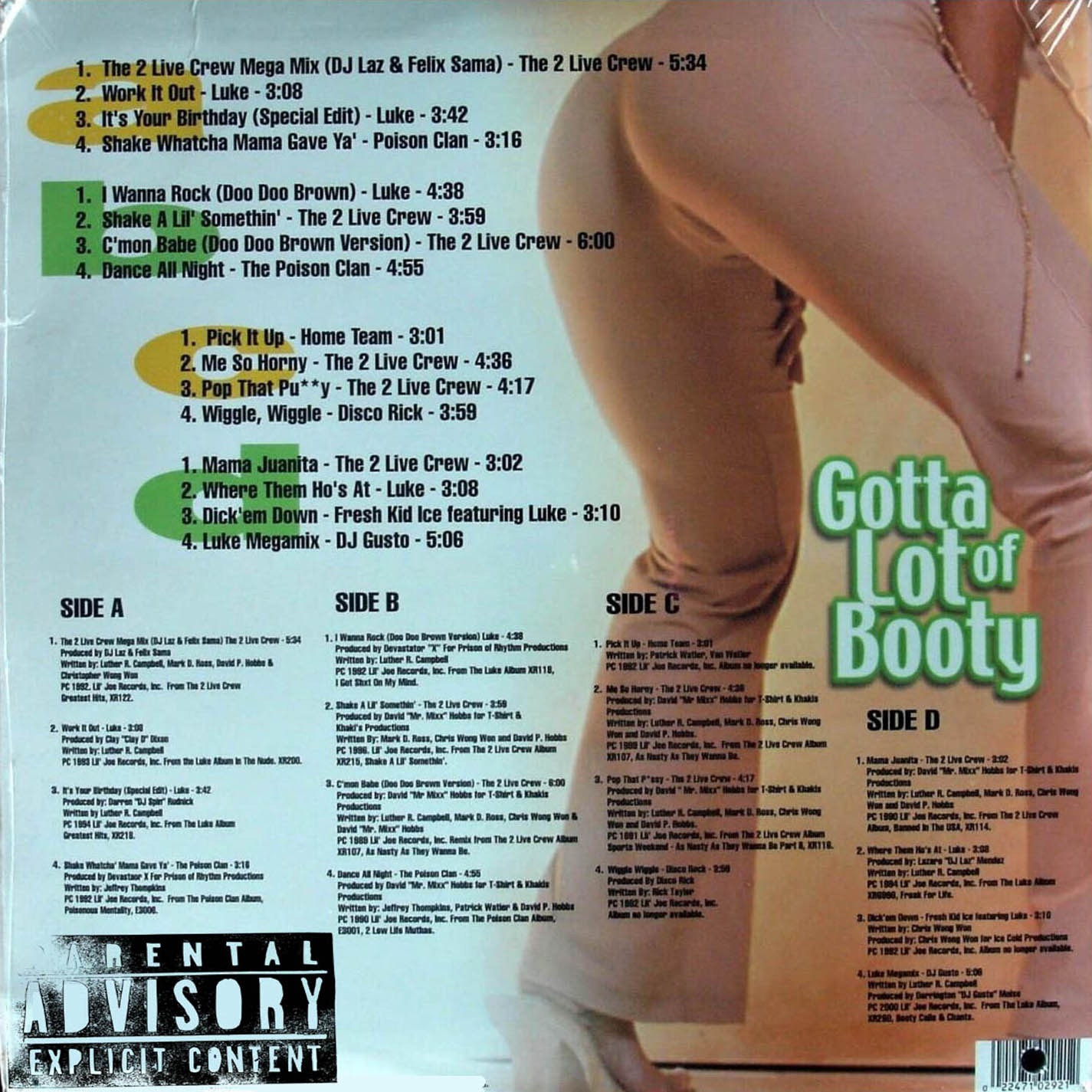 GOTTA LOT OF BOOTY - VOLUME 1 (CD LP) c1996