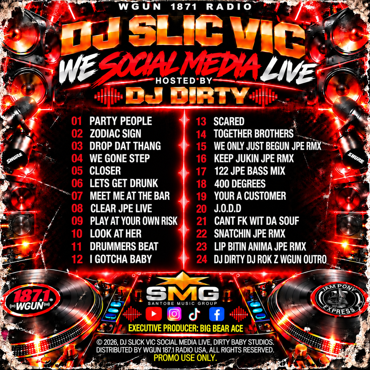 dj slic vic WE SOCIAL MEDIA LIVE dj dirty c2026