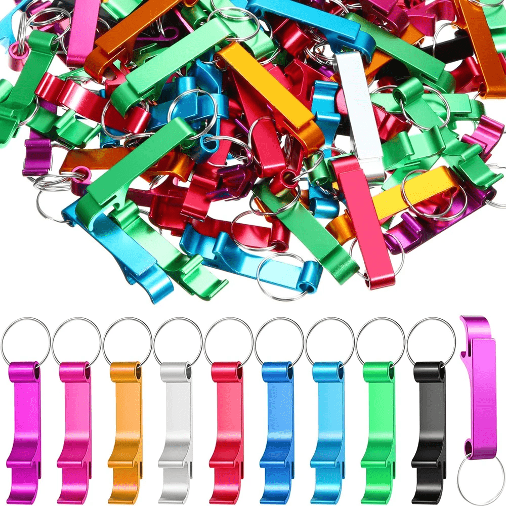 50100pcs Bottle Opener Key Chain For Wedding Gifts Metal Beer Opener Key Ring Chain Wedding Favors For Guests Bar Soda Beverage Beer Bottle Openers