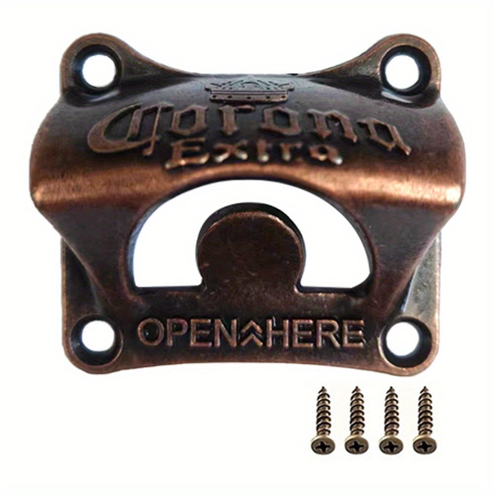1PC Stainless Steel Vintage Bottle Opener Wall Mounted Retro BBQ Beer Opener Solid Bar Decorative Tool Kitchen Gadget Bar Decoration Accessory