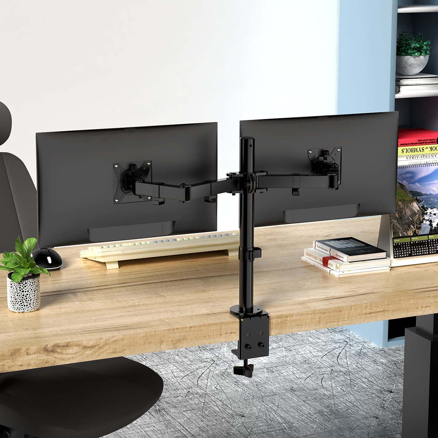 Dual Monitor Stand for 13 to 32 Inch Fully Adjustable Dual Monitor Arm for 2 Computer Screens Heavy Duty Dual Monitor Stand for Desk Holds up to 176 lbs per Arm Black Home Decor Products