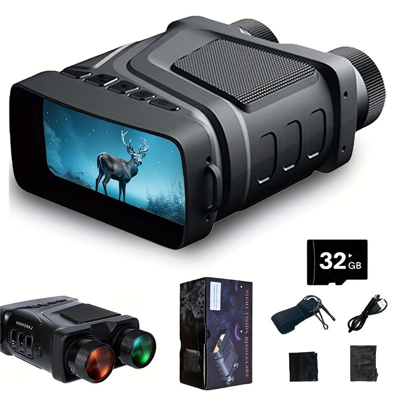 Night vision goggles with 32g card night vision dual tube digital night vision dual tube all black fullcolor 1080P all black 800m large screen infrared telescope very suitable for outdoor camping and all black exploration