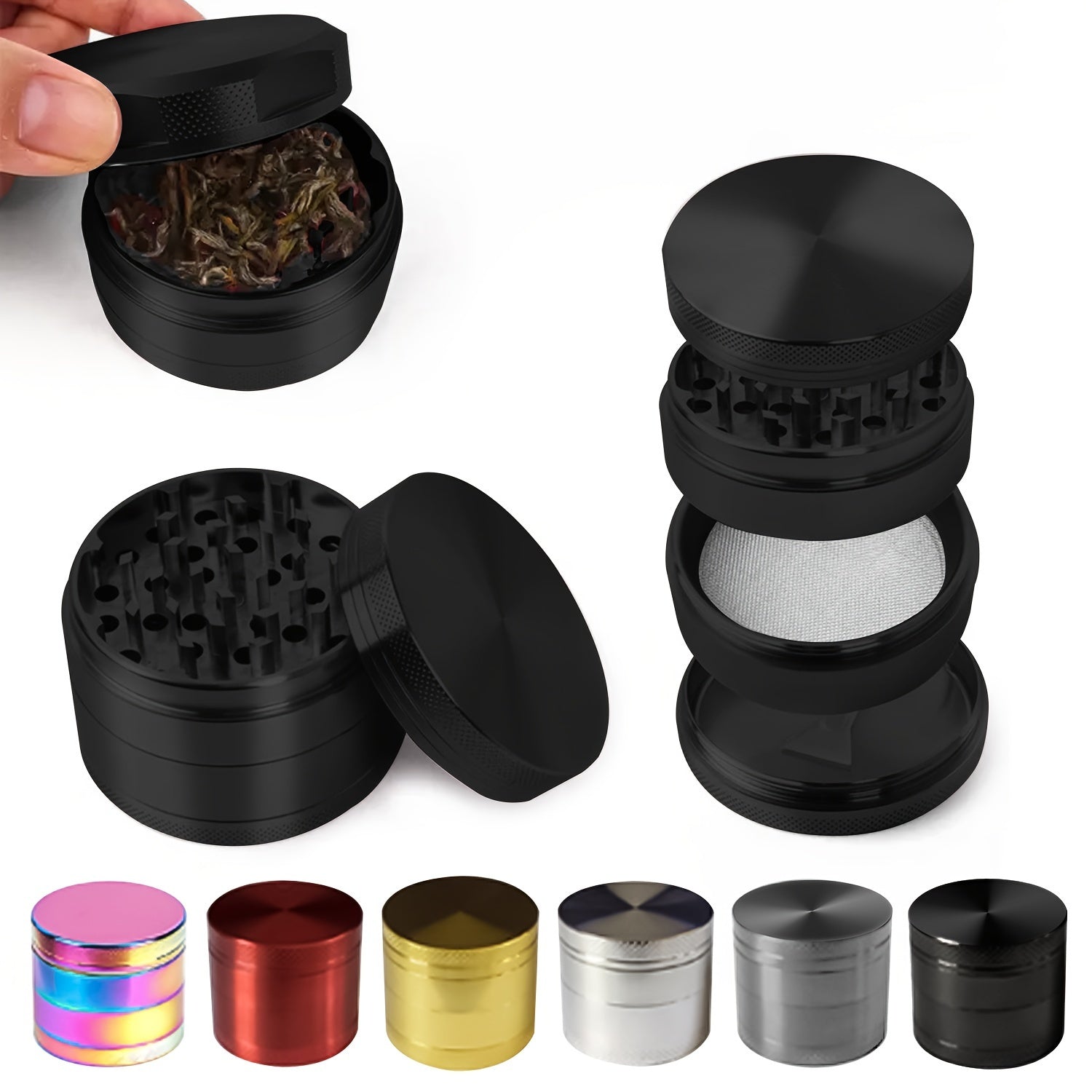 1 PCS 2 Inch Metal Spice Grinder  Multifunctional  Efficient Crusher  Compact Small Tool For Versatile Spices  Durable Easy To Clean SpaceSaving Kitchen Gadgets And Supplies