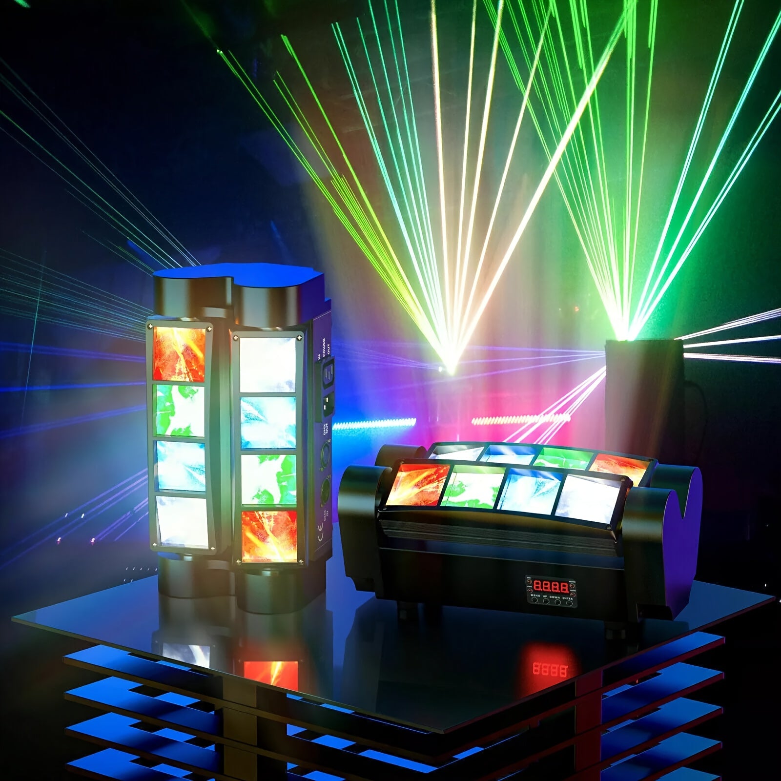 8LED Spider Beam Moving Head Stage Lighting DJ Party Disco Lights 3W LED Beam Shaking Head Spider Lights Disco Lights for Live Party Club Bar Festival Wedding Event Show Christmas New Year Decoration