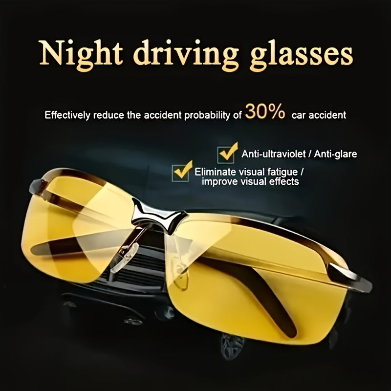 UltraLight Polarized Night Vision Driving Glasses for Men  Women  AntiGlare HalfFrame Design for Safe Nighttime Visibility