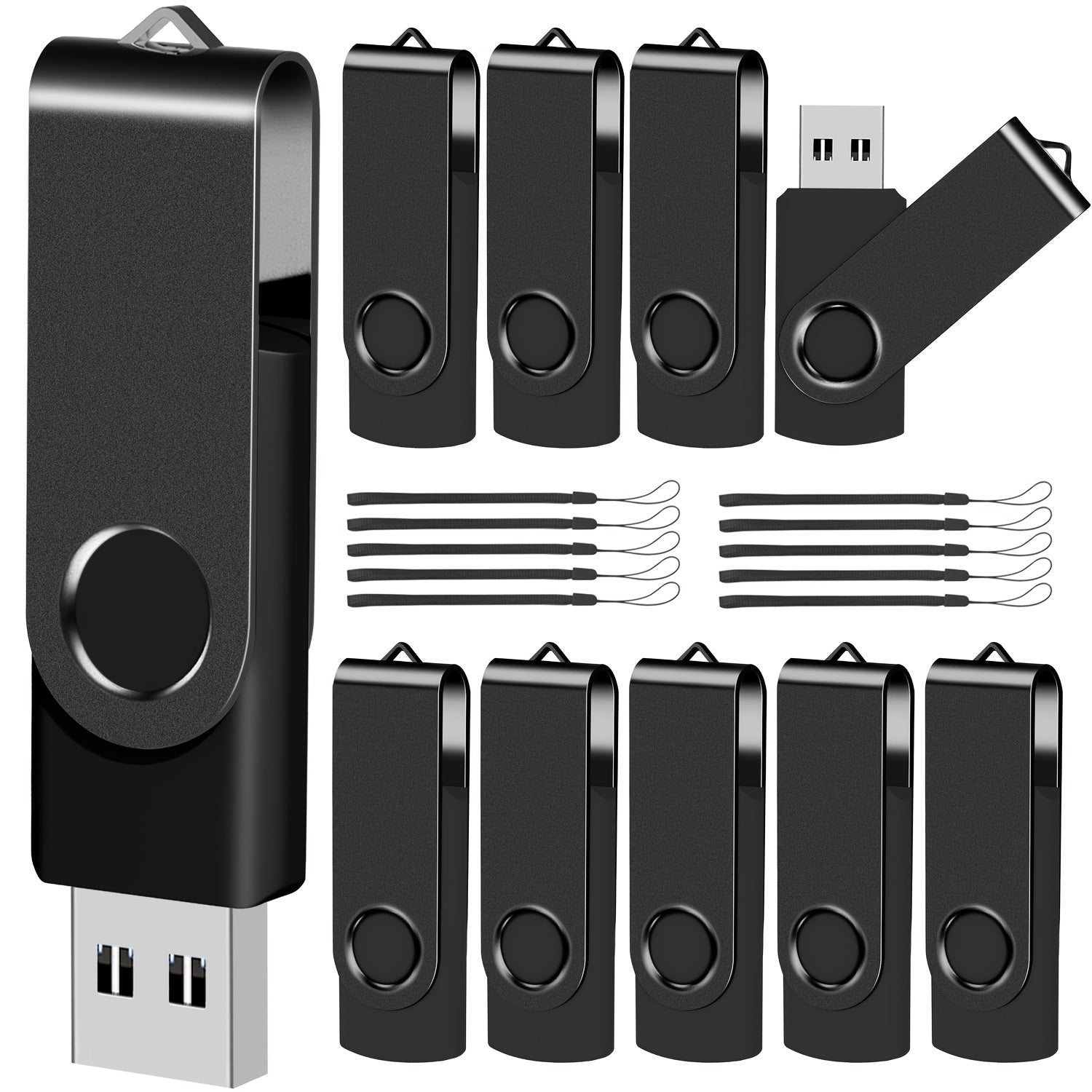 102050pcs USB Flash Drive 2GB 4GB 8GB 16GB 32GB Flash Drive USB 20 Thumb Drive USB Stick Jump Zip Drive Flash Drive USB Memory Stick Pendrive for Data Storage And Transfer with LanyardsBlack