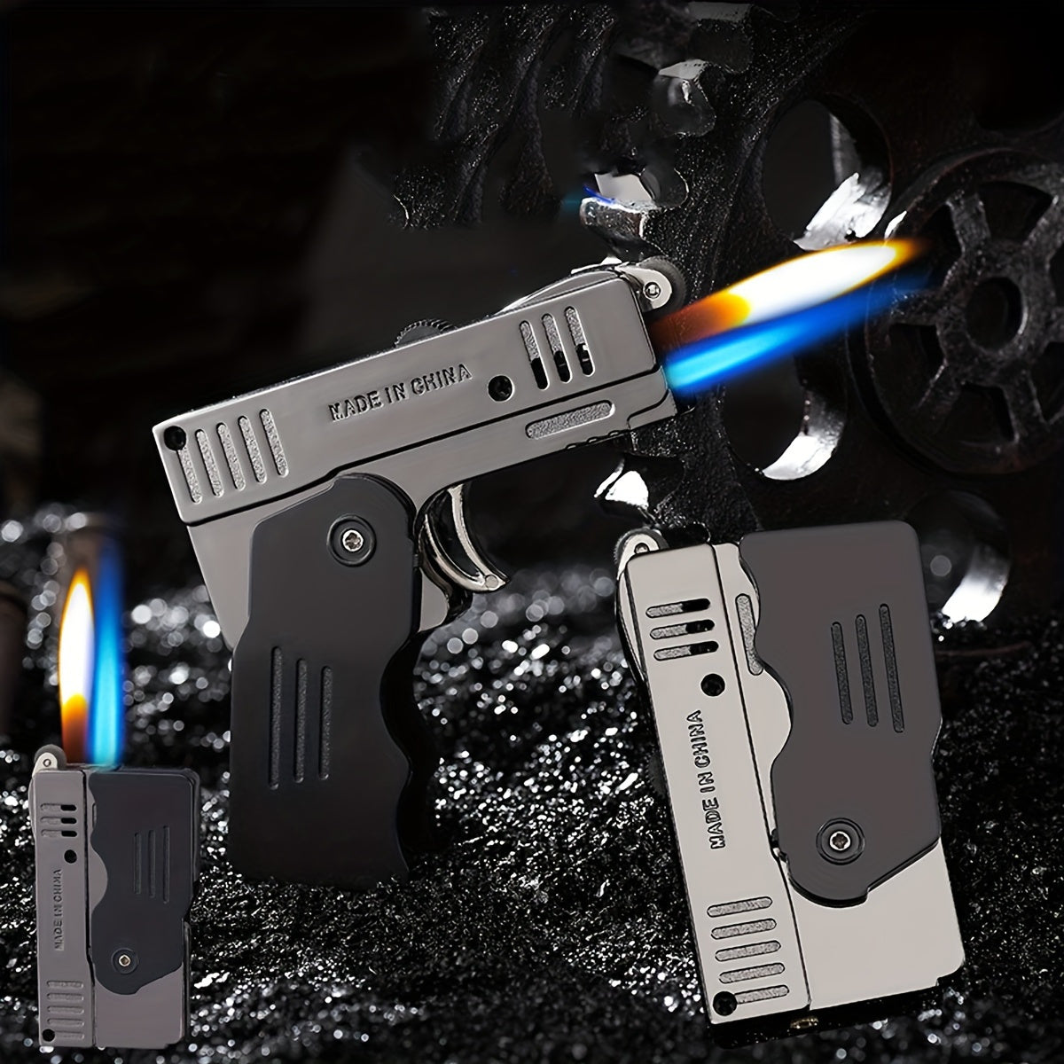 Switchable Jet Flame Lighter Butane Fueled Refillable with Lockable Feature Adjustable Windproof Jet Flame and Soft Flame Collapsible Shape Lighter