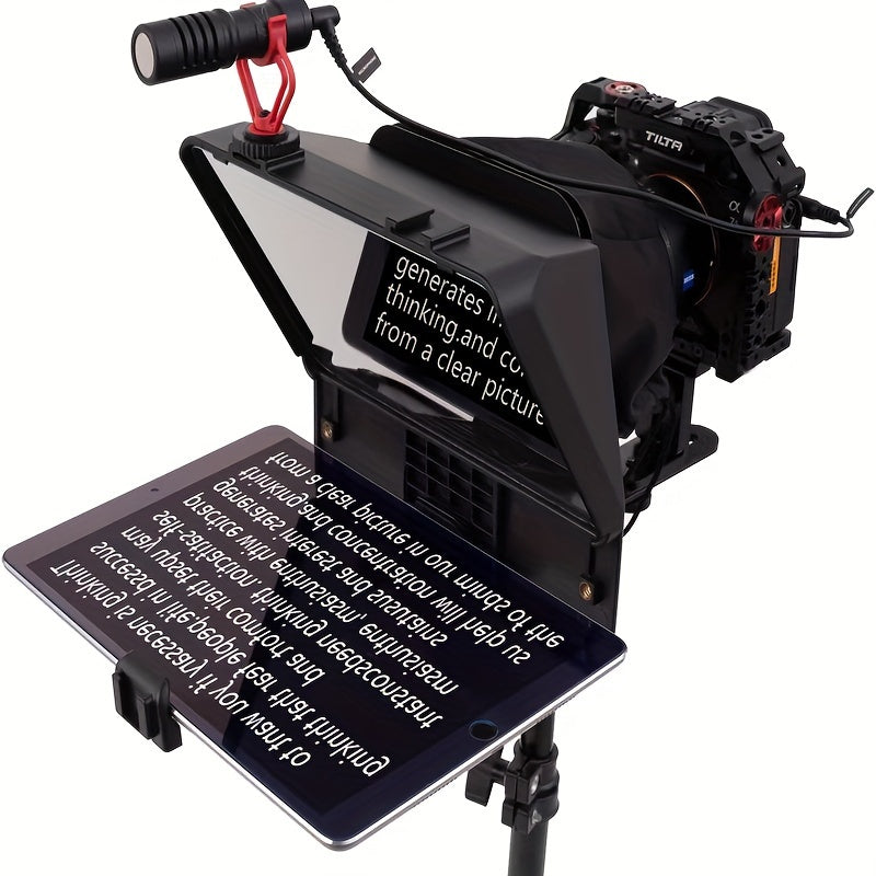 Portable A10 Teleprompter  Smartphone  DSLR Camera Compatible  Remote Control  Phone Holder  Video Recording Live Streaming Interview Stage Presentation Speech  Video Making Tools
