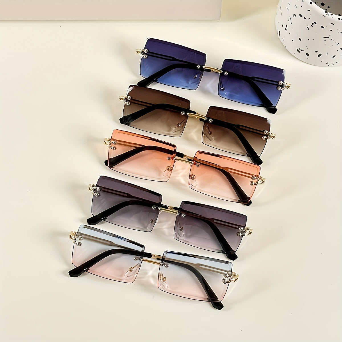 5pcs Rectangle Frame Fashion Glasses For Women Men Anti Glare Sun Shades Glasses