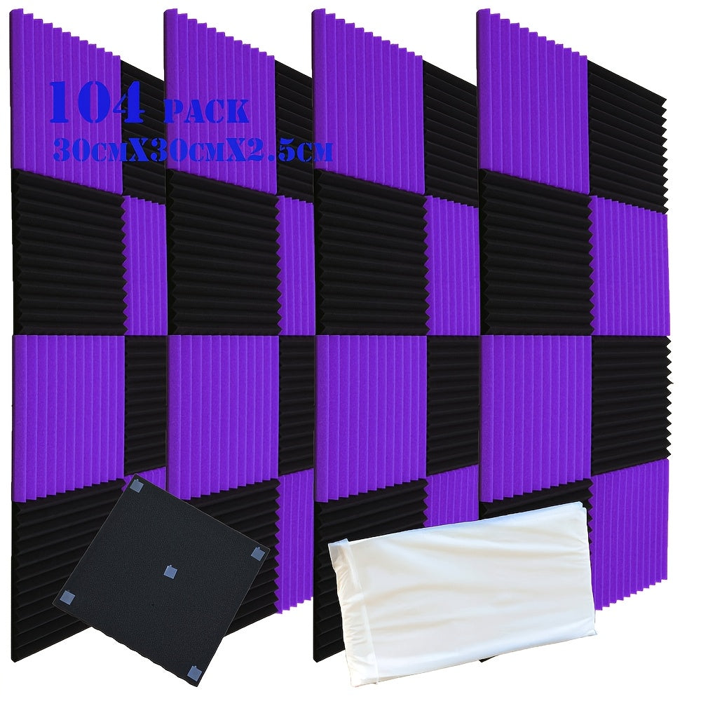 104PACK Soundabsorbing Foam Panel 104PACK Black Purple 12  X12  X1  Foam Noise Reducing And Soundabsorbing Wall Panel