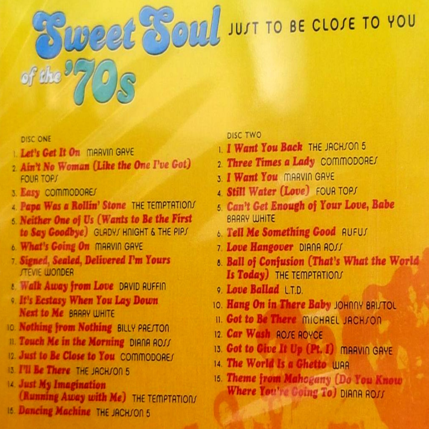 SWEET SOUL OF THE 70'S - JUST TO BE CLOSE TO YOU - VARIOUS ARTISTS (CD LP) c1970